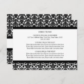 結婚式の方向は白黒ダマスク織を梳きます エンクロージャーカード (正面/裏面)