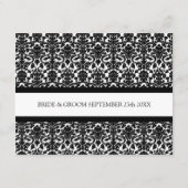 結婚式の方向は白黒ダマスク織を梳きます エンクロージャーカード (裏面)