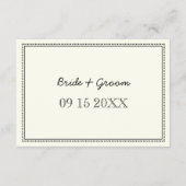 結婚式の方向は白黒ヴィンテージを梳きます エンクロージャーカード (裏面)