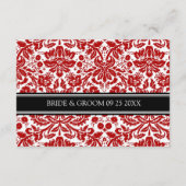 結婚式の方向は赤く黒いダマスク織を梳きます エンクロージャーカード (裏面)