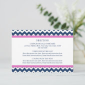 結婚式の方向は青いショッキングピンクシェブロンを梳きます エンクロージャーカード (スタンド正面)