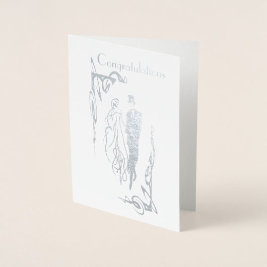 結婚式の日おめでとうグリーティングカード 箔カード (正面)