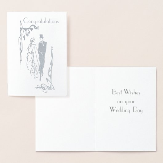結婚式の日おめでとうグリーティングカード 箔カード (ディスプレー)