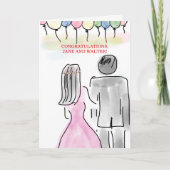 結婚式の日おめでとうバカラフルルーンカード カード (正面)