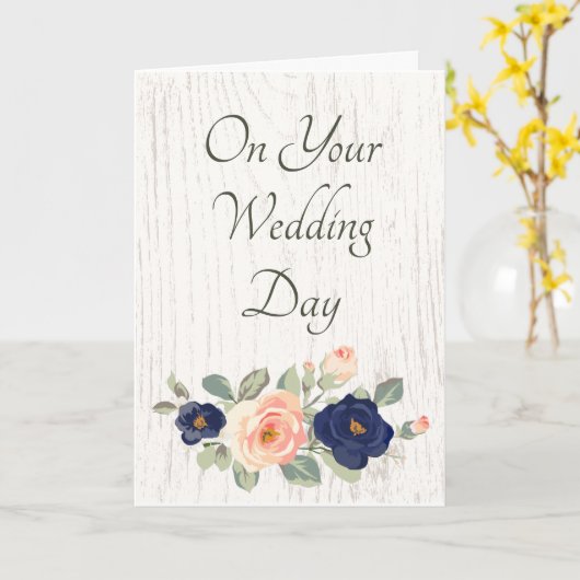 結婚式の日おめでとう素朴フローラ カード (黄色い花)