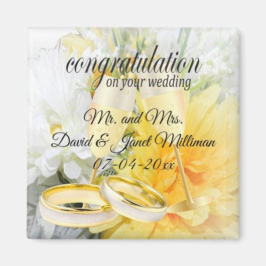 結婚式の日おめでとう マグネット (正面)