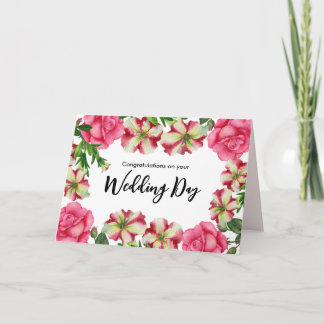 結婚式の日にカップルのために水の色ピンクの花 カード