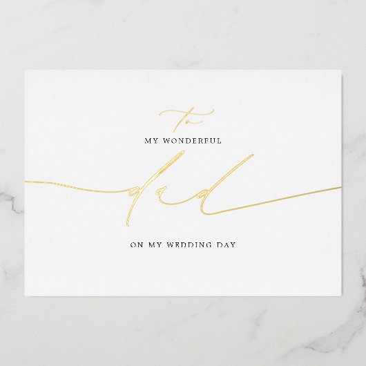 結婚式の日にパパにエレガント 箔招待状 (正面)