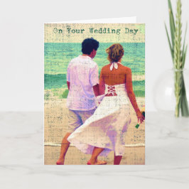 結婚式の日にビーチ結婚式おめでとう カード