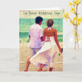 結婚式の日にビーチ結婚式おめでとう カード (黄色い花)