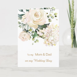 結婚式の日にママとパパに白いバラ サンキューカード