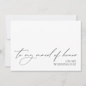 「結婚式の日にメイド・オブ・オーナー（花嫁付き添い人）する」メッセージカード (正面)