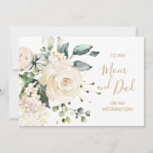 結婚式の日に両親へ ホワイトローズを カード (正面)