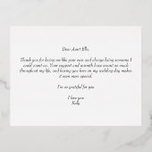 結婚式の日に伯母・叔母へ 優雅な手書き風デザイン 箔招待状ポストカード (裏面)