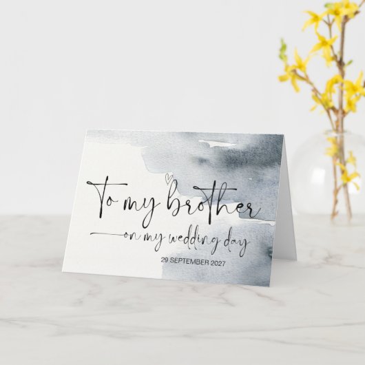 結婚式の日に兄に感謝する新郎新婦 カード (黄色い花)