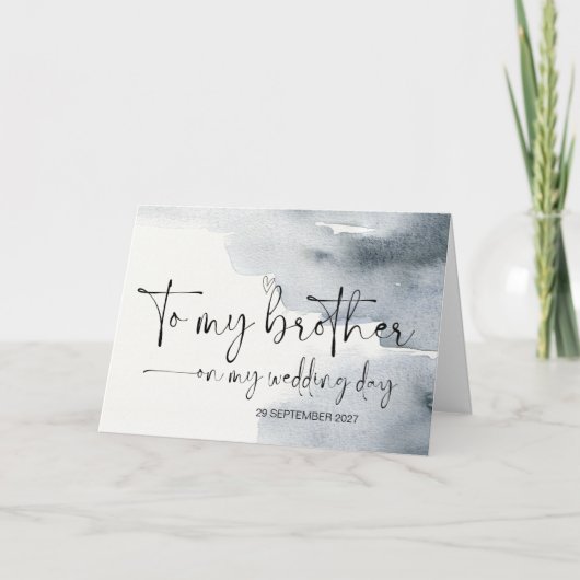 結婚式の日に兄に感謝する新郎新婦 カード (正面)