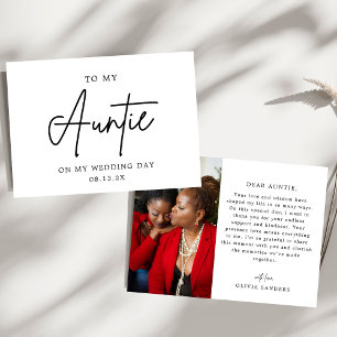 結婚式の日に叔母さんにミニマル写真を送る サンキューカード