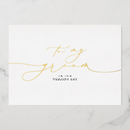 結婚式の日に新郎にエレガント 箔招待状