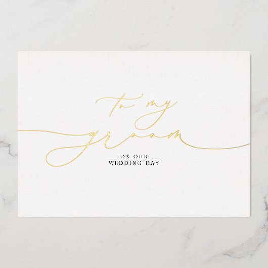 結婚式の日に新郎にエレガント 箔招待状 (正面)