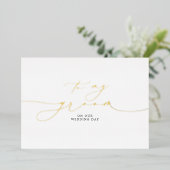 結婚式の日に新郎にエレガント 箔招待状 (立ち正面)