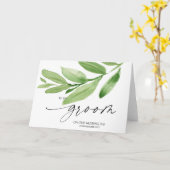 結婚式の日に新郎に緑のユーカリ カード (黄色い花)
