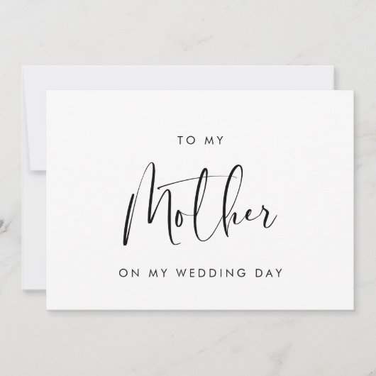 結婚式の日に母へ 黒と白のカード 招待状 (正面)
