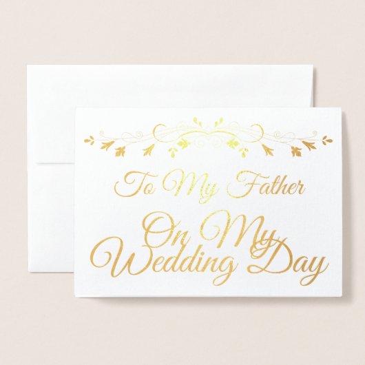結婚式の日に父にゴールドフォイルカード 箔カード (封筒付き正面)