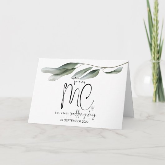 結婚式の日に私たちのMCに感謝する新郎新婦 カード (正面)