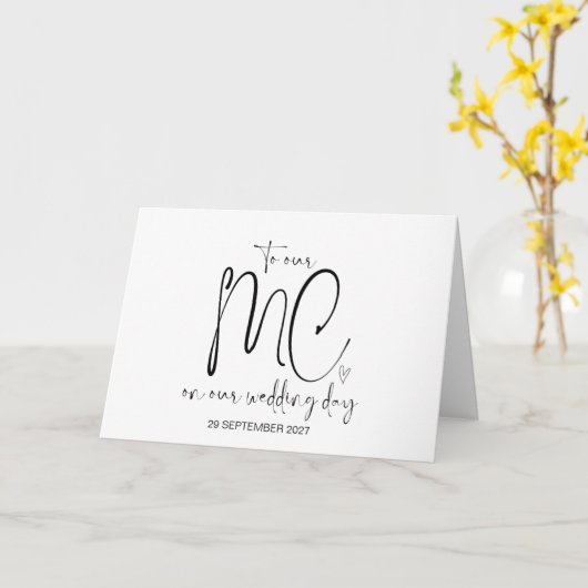 結婚式の日に私たちのMCに感謝する新郎新婦 カード (黄色い花)