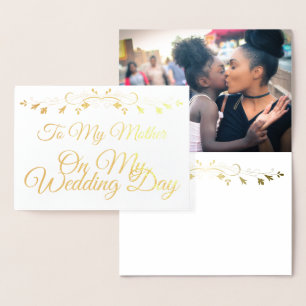 結婚式の日に私の母に金の箔カード 箔カード