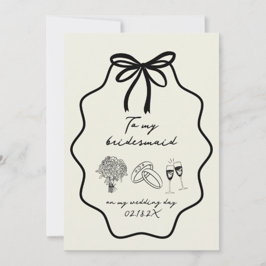 結婚式の日に私の花嫁に手で弓を引いた 招待状 (正面)