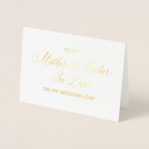 結婚式の日に義理の母と父に 箔カード