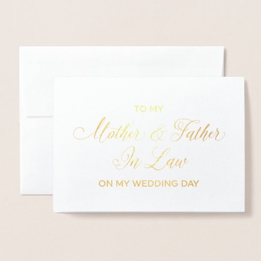 結婚式の日に義理の母と父に 箔カード (封筒付き正面)