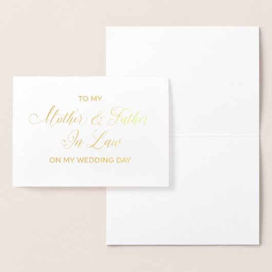 結婚式の日に義理の母と父に 箔カード (ディスプレー)