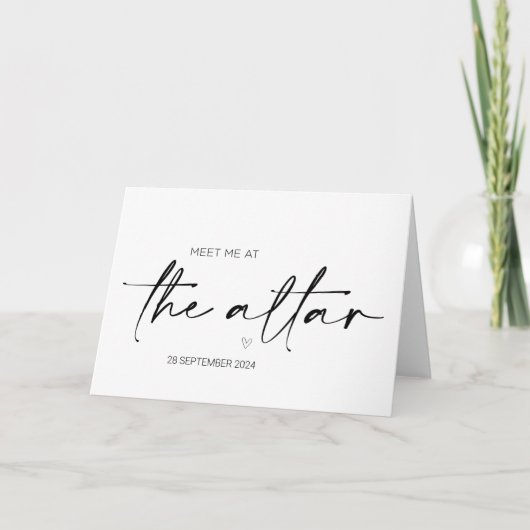 結婚式の日に花嫁が祭壇で迎えに来る カード (正面)