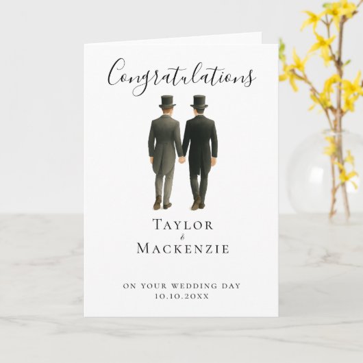 結婚式の日に2人の舞踏会でお祝い カード (黄色い花)