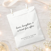 結婚式の日のおごり |ミニマルモダンリストスクリプト白 フェイバーバッグ (クリップ留めされた状態)