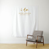 結婚式の日のエレガントなゴールドとホワイトの写真用背景 タペストリー (インサイチュ)