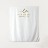 結婚式の日のエレガントなゴールドとホワイトの写真用背景 タペストリー (正面)