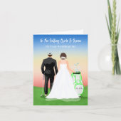 結婚式の日のゴルフのカップルおめでとう カード (正面)