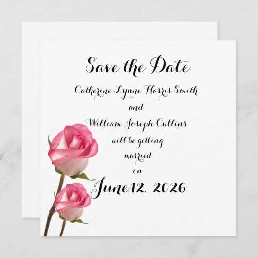 結婚式の日のバラ日付を保存結婚す。お知らせ セーブザデート (正面/裏面)