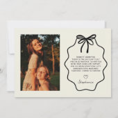 結婚式の日の写真に私の花嫁を手で描いた 招待状 (裏面)