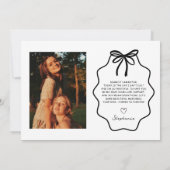 結婚式の日の写真に私の花嫁を手で描いた 招待状 (裏面)