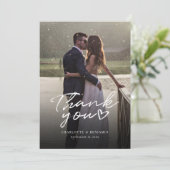 結婚式の日の写真の手書きサンキューカード カード (スタンド正面)
