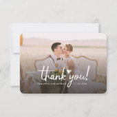結婚式の日の写真の手書き入力エレガント サンキューカード (正面)