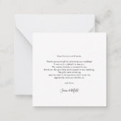 結婚式の日の写真の手書付き感謝 ノートカード (裏面)