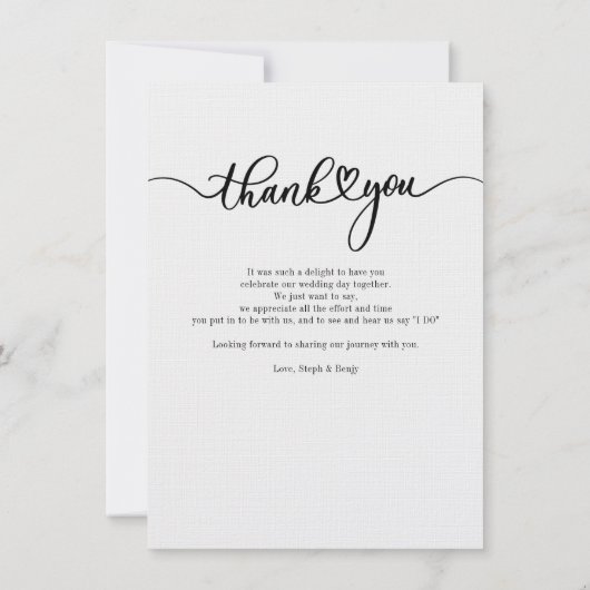 結婚式の日の写真の手書付き感謝 ノートカード (裏面)