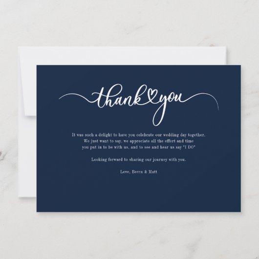 結婚式の日の写真の手書付き感謝 ノートカード (裏面)