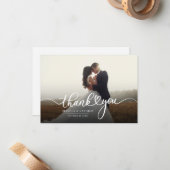 結婚式の日の写真の手書付き感謝 ノートカード (正面/裏面インサイチュ)