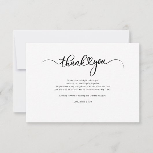 結婚式の日の写真の手書付き感謝 ノートカード (裏面)